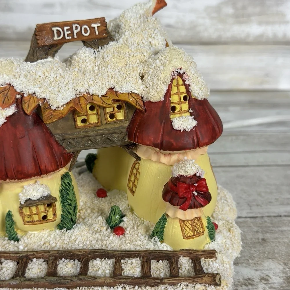 VTG Charming Tails‎ Figurine Lighted Mushroom Depot w/Cord Dean Griff Silvestri